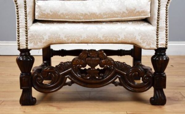 19th Century Carolean Style Wing Back Armchair - Image 5
