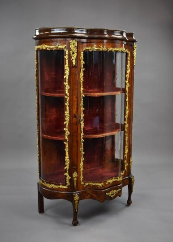 French Louis XV Style Kingwood & Ormolu Mounted Vitrine Cabinet - Image 6