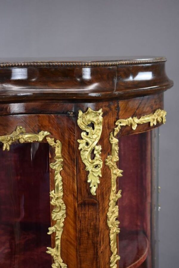French Louis XV Style Kingwood & Ormolu Mounted Vitrine Cabinet - Image 7