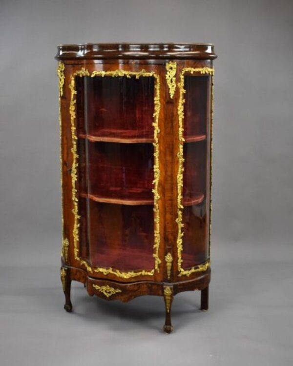 French Louis XV Style Kingwood & Ormolu Mounted Vitrine Cabinet - Image 8