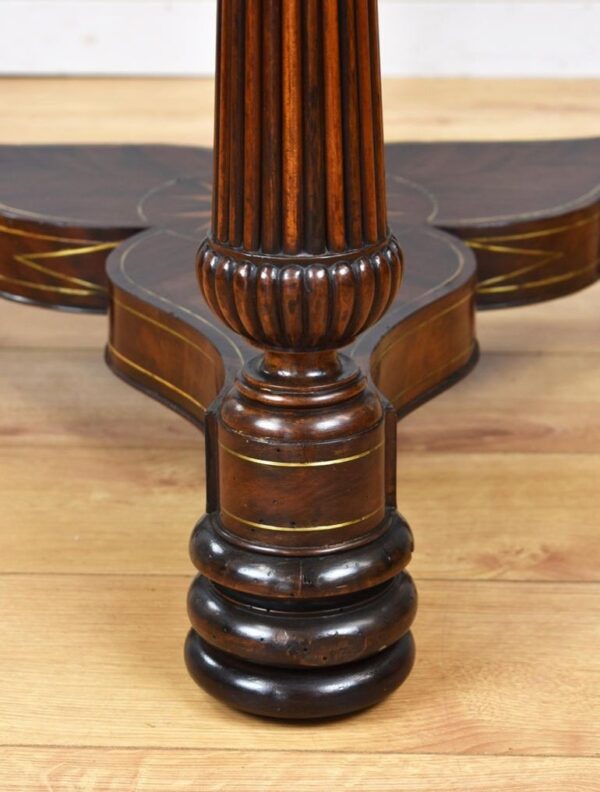 Regency Flame Mahogany Brass Inlaid Drum Table - Image 9