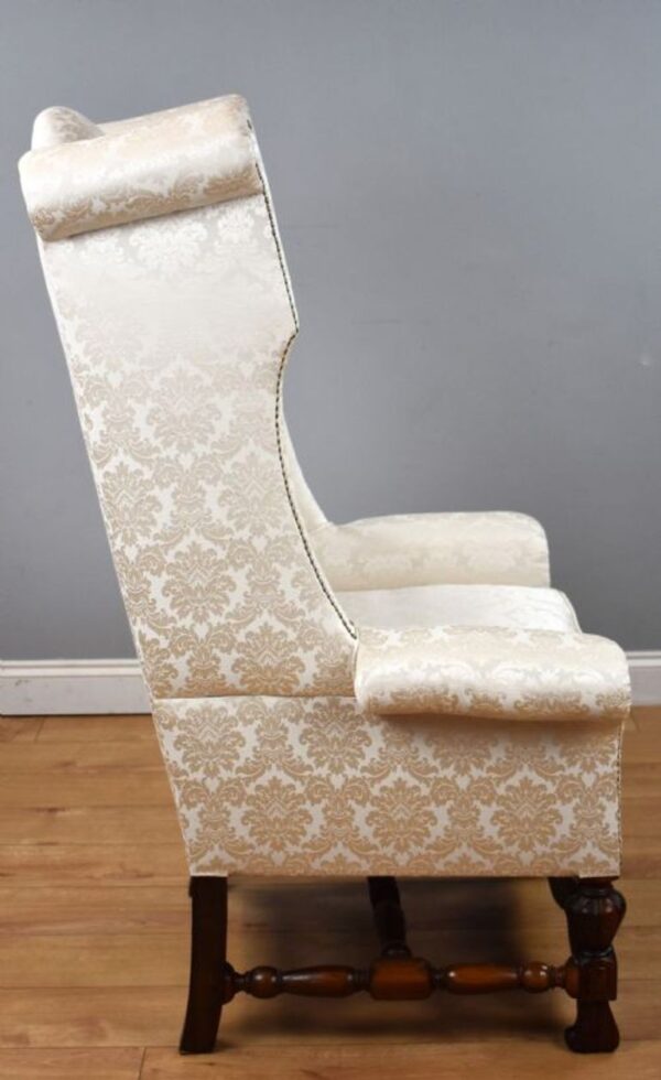 19th Century Carolean Style Wing Back Armchair - Image 9